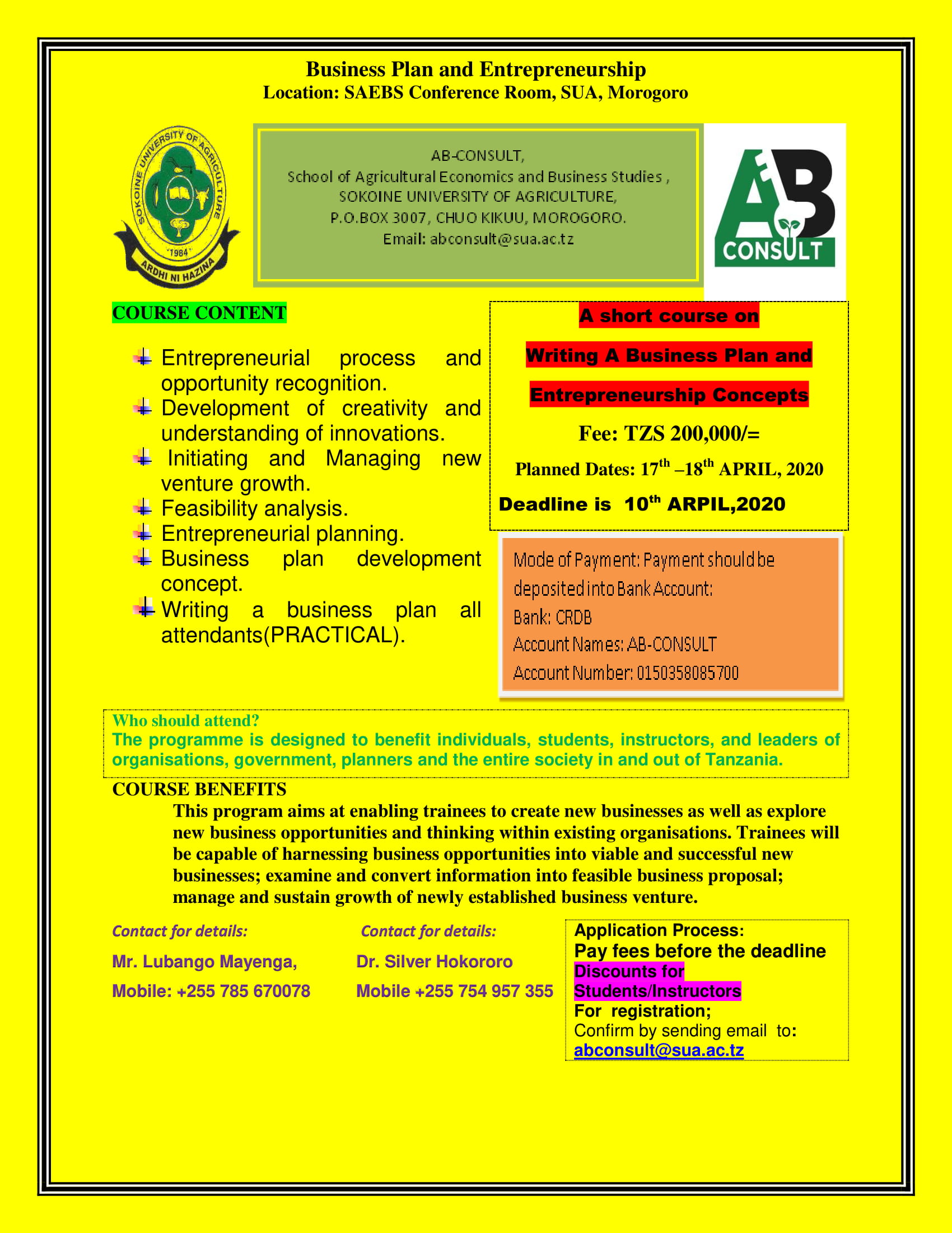 BUSINESS PLAN AND ENTREPRENEURSHIP 1