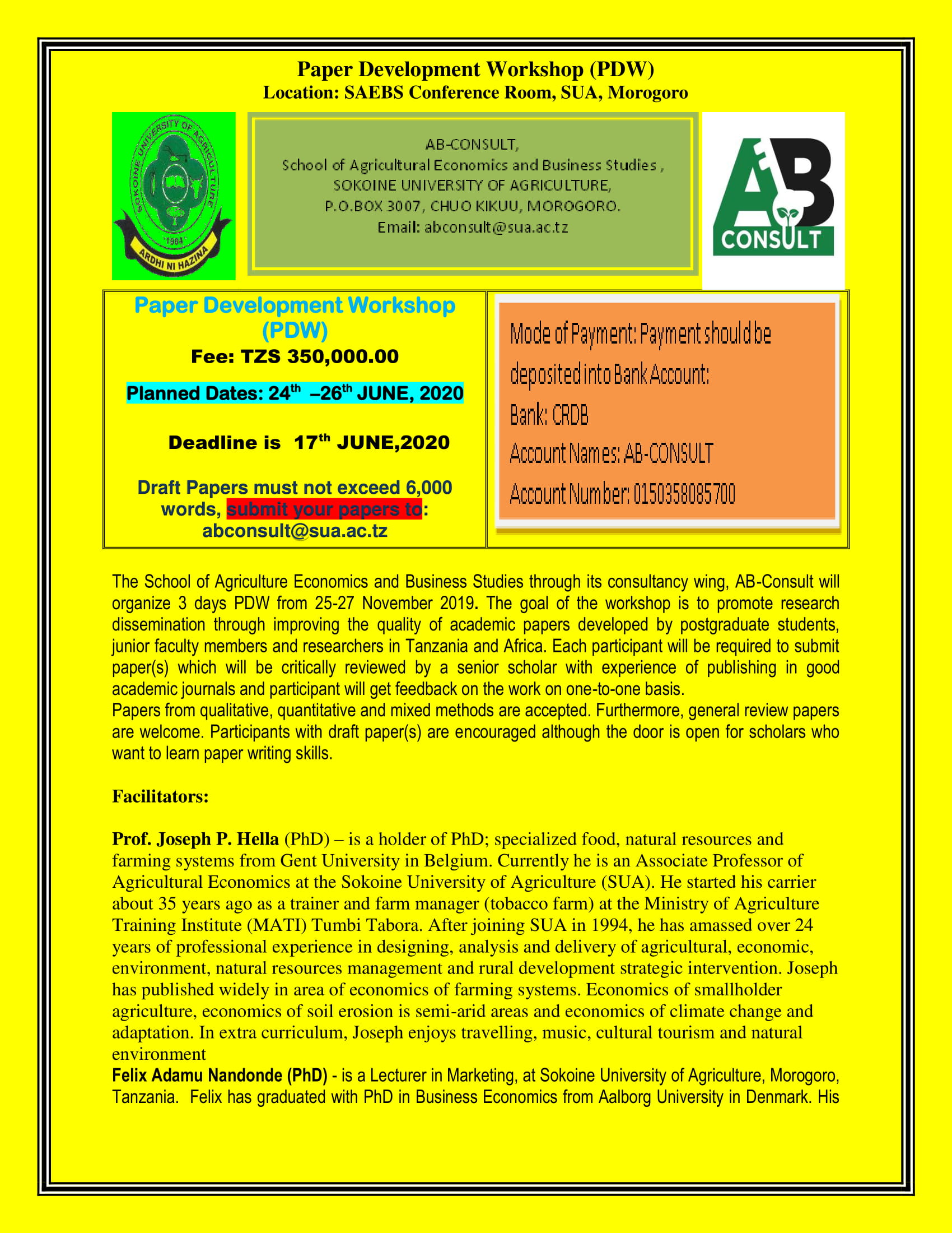 PAPER DEVELOPMENT WORKSHOP 1